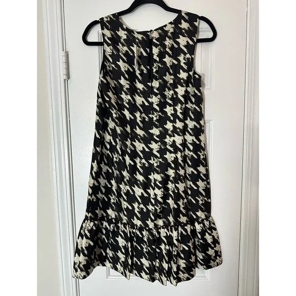 NWT J. Crew Black Label Silk Houndstooth Sleeveless Mini Dress Sz 2 - Picture 4 of 8